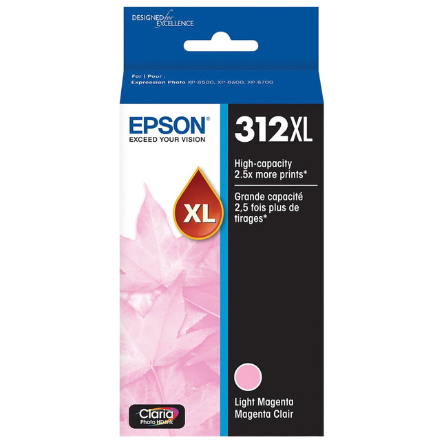 Original Epson 312XL High-Yield Light Magenta Ink Cartridge, T312XL620
