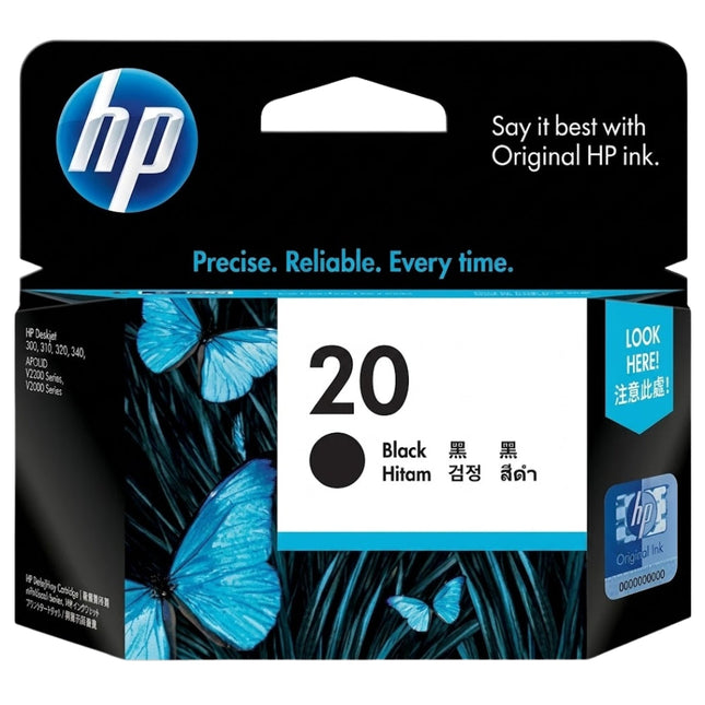 HP 20 Standard-Yield Black Ink Cartridge, C6614A