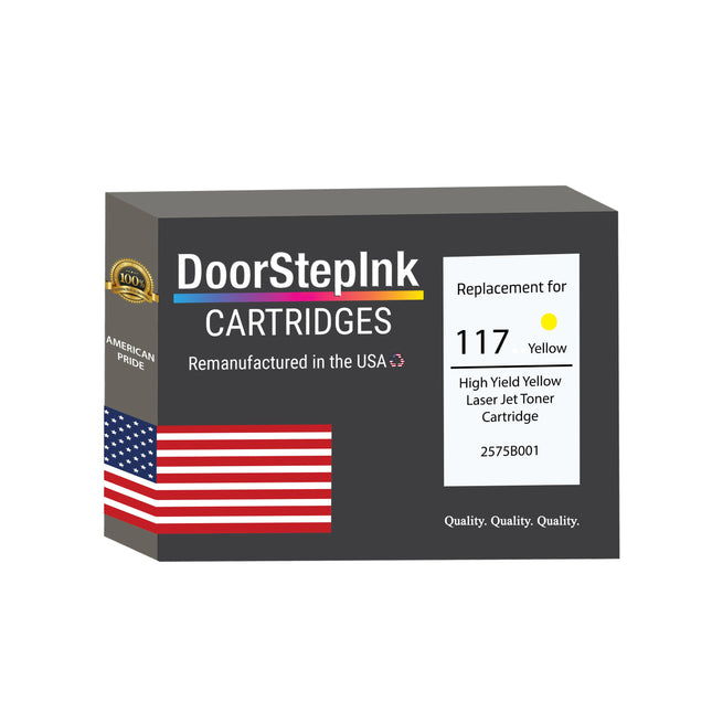 Remanufactured in the USA For Canon 117 High Yield Yellow Toner Cartridge, 2575B001AA