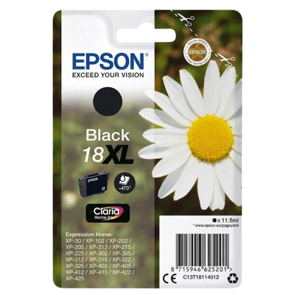 Original Epson 18XL High Yield Black Ink Cartridge, C13T18114012