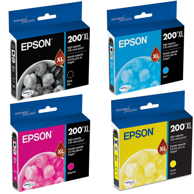 Genuine Epson 200XL Black, Cyan, Magenta & Yellow Ink Cartridge