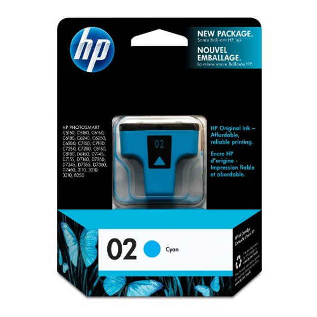 Genuine HP 02 (C8771WN) Cyan Ink Cartridge