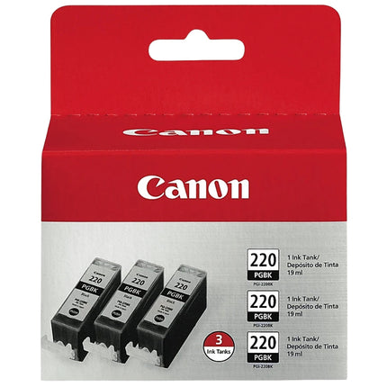 Original Canon PGI-220 3PK Standard Yield Black Ink Cartridge, 2945B004