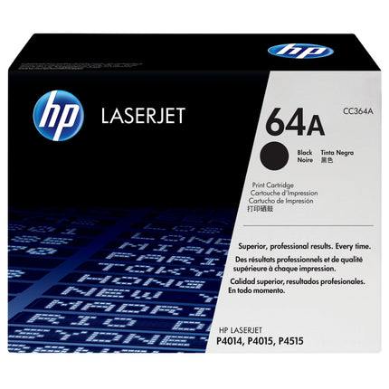 HP 64A Standard Yield Black LaserJet Toner Cartridge, CC364A