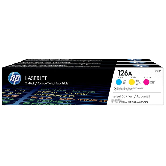 Original HP 126A Standard Yield TRI-COLOR Toner Cartridge, CF341A