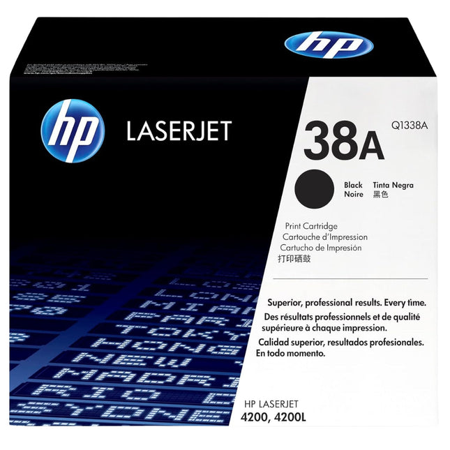 HP 38A Standard Yield Black LaserJet Toner Cartridge, Q1338A