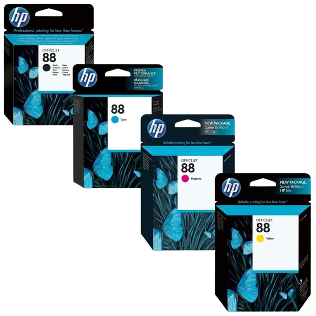 HP 88 Black Cyan Magenta Yellow 4PK Ink Cartridges