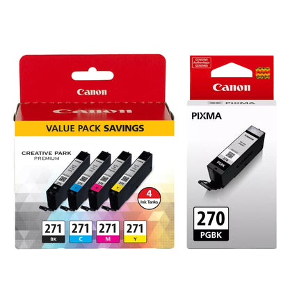 Canon PGI-270 Black & CLI-271 Black, Cyan, Magenta & Yellow Ink Cartridges(5 Pack)