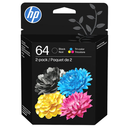 Original HP 64 Black and Tri-Color Ink Cartridge-2 Pack