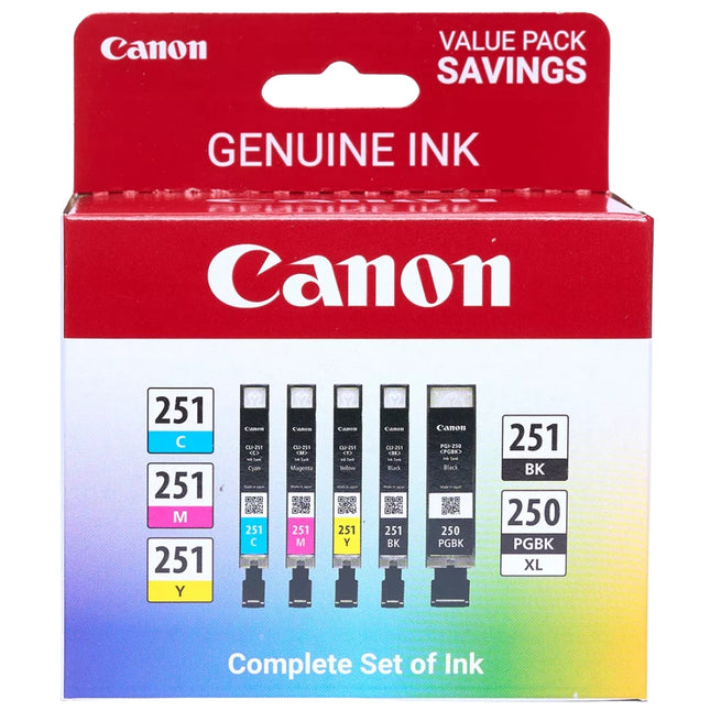 Canon PGI 250XL/CLI-251 Black & Color Ink Cartridge ( 5 Pack)