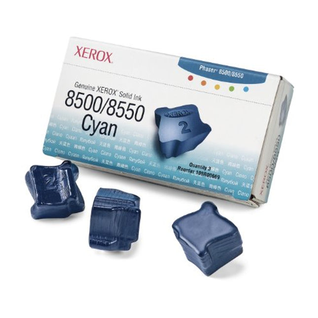 Genuine Xerox Solid Ink 8500/8550 Cyan (3 sticks) (108R00669)