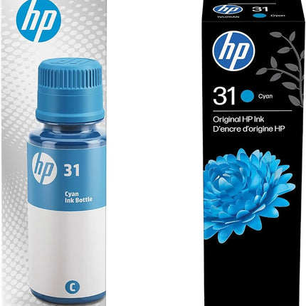 Original HP 31 High Yield Cyan Ink Bottle, 1VU26AN