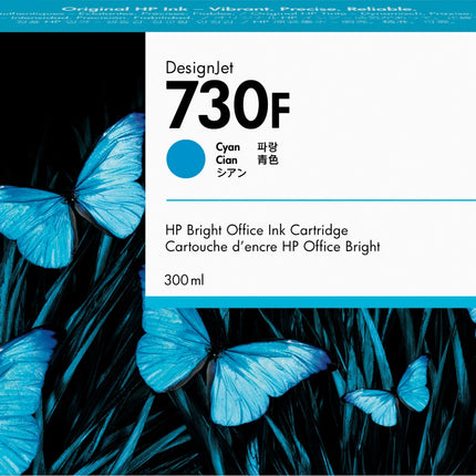 Original HP 730F 300-ml High Yield Cyan Ink Cartridge, 1XB27A