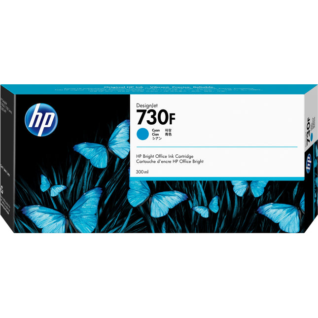 Original HP 730F 300-ml High Yield Cyan Ink Cartridge, 1XB27A
