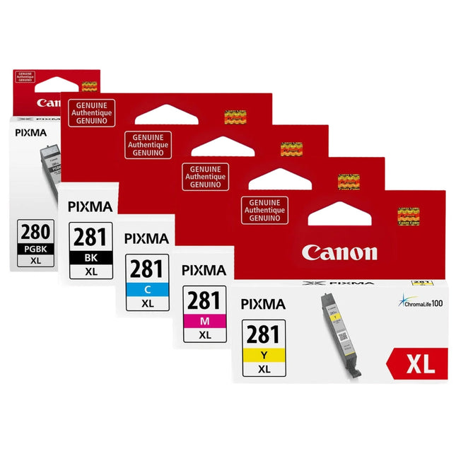 Original Canon PGI-280XL-(Black ) | CLI-281XL-(Color) High Yield Ink Cartridges,2021C006-5 Pack