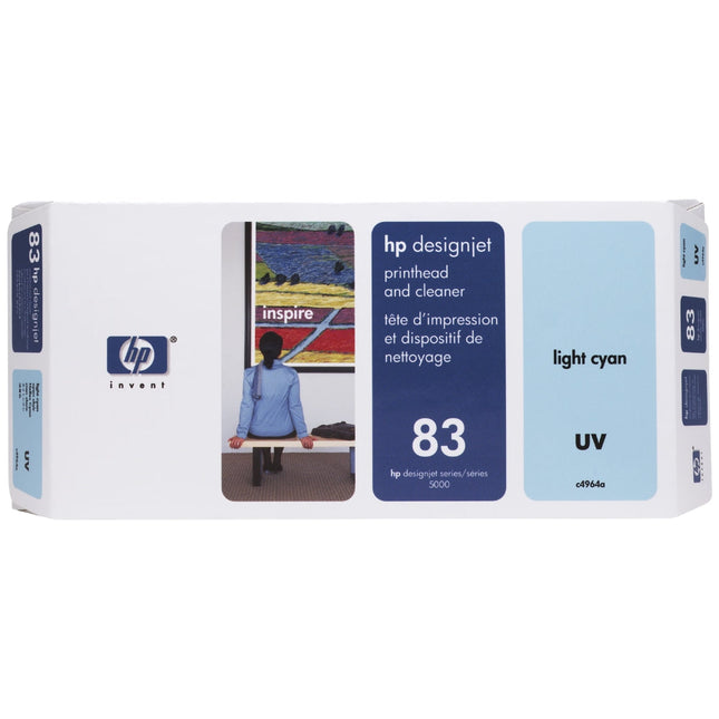 Original HP 83 UV 680-ml (C4964A) Light Cyan Printhead and Printhead Cleaner