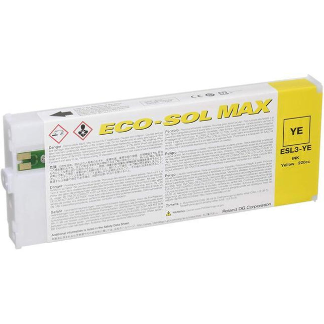Roland Eco-Sol Max ESL3-YE Solvent Ink Cartridge 220ml Yellow