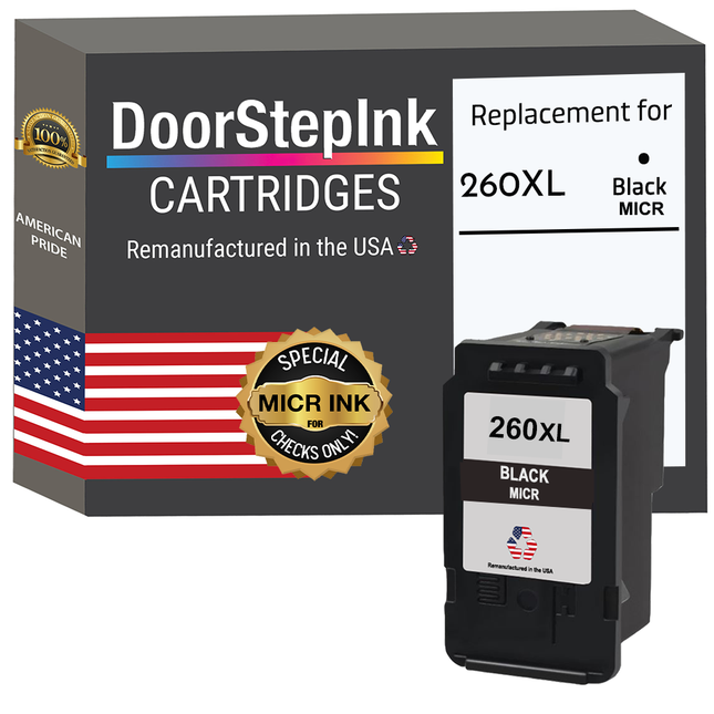 DoorStepInk Brand for Canon PG-260XL Black MICR Remanufactured in the DoorStepInk Brand for Canon PG-260XL Black MICR Remanufactured in the