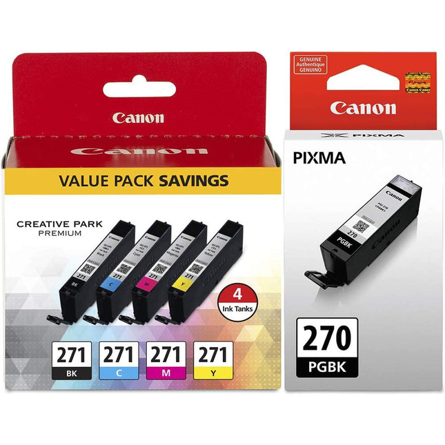 Original Canon (PGI-270XL and CLI-271) Black & Tri-color Ink Cartridge (5-pack)