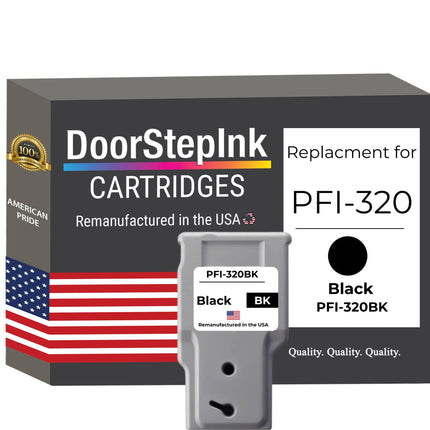 DoorStepInk Brand for Canon PFI-320BK Black Remanufactured in the USA Ink Cartridge, 2890C001
