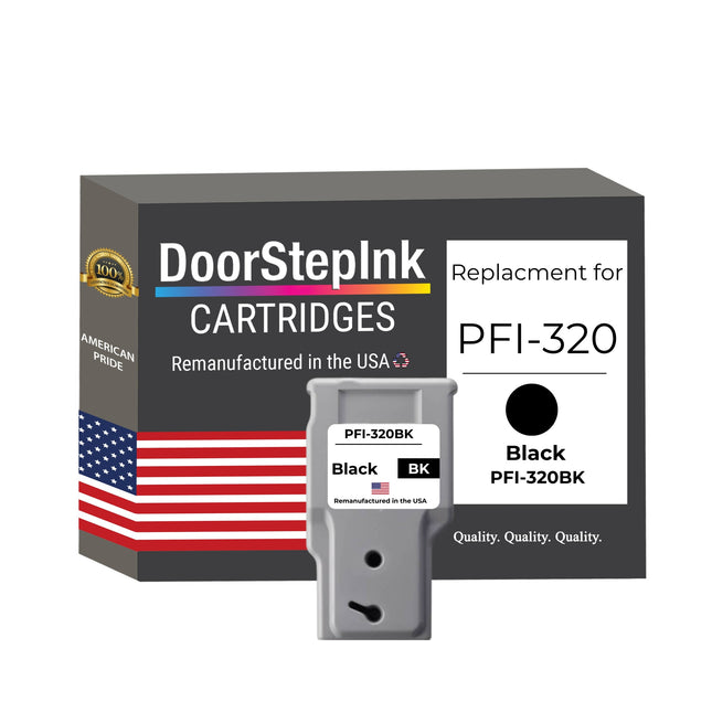 DoorStepInk Brand for Canon PFI-320BK Black Remanufactured in the USA Ink Cartridge, 2890C001