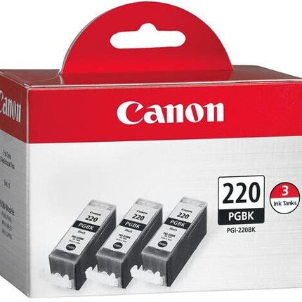 Original Canon PGI-220 3PK Standard Yield Black Ink Cartridge, 2945B004
