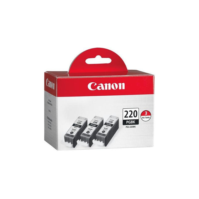 Original Canon PGI-220 3PK Standard Yield Black Ink Cartridge, 2945B004