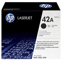 HP 42A Standard Yield Black LaserJet Toner Cartridge, Q5942A