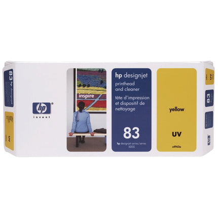 Original HP 83 UV (C4963A) Yellow Printhead and Printhead Cleaner