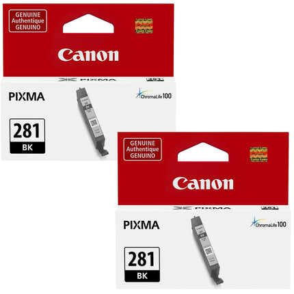 Original Canon CLI-281 (2-Pack) Standard Yield Black Ink Cartridge, 2091C001