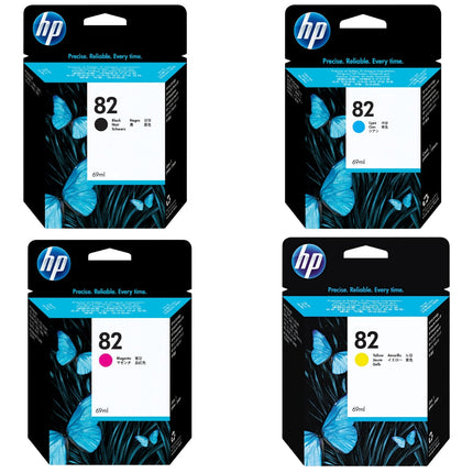 HP 82 69-ml Black, Magenta, Cyan, Yellow Ink Cartridge, 4 Pack