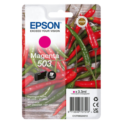 Original Epson 503 Standard Yield Magenta Ink Cartridge, C13T09Q34010