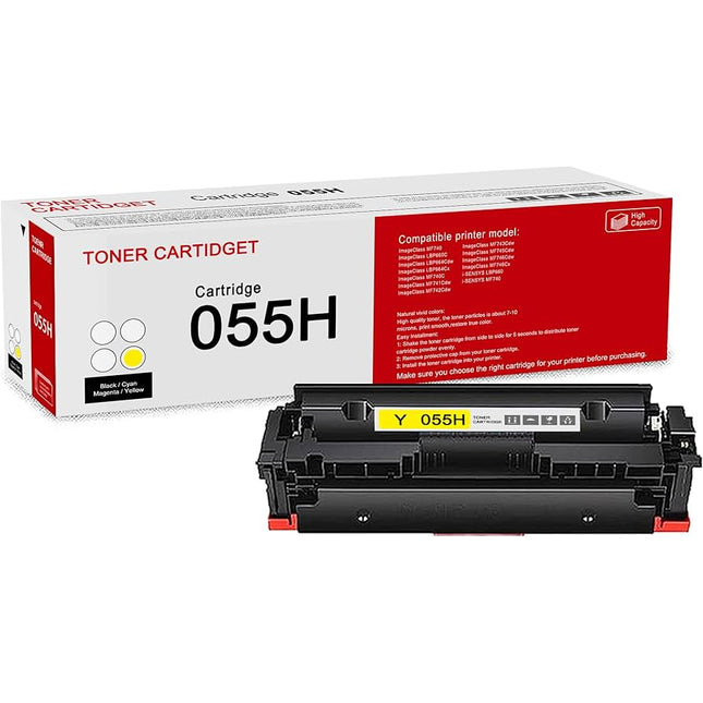 Original Canon 055H High-Yield Yellow Laser Toner Cartridge, 3017C001