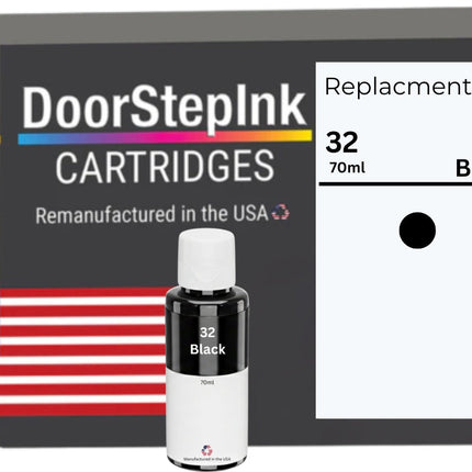 DoorStepInk Brand Replacement For HP 32 70ml Black Ink Bottle Made in the USA