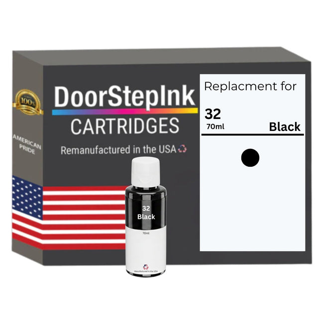 DoorStepInk Brand Replacement For HP 32 70ml Black Ink Bottle Made in the USA