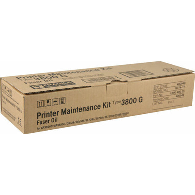 Original Ricoh Type 3800G Fuser Oil Bottle Printer Maintenance Kit, 400549