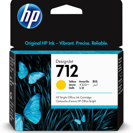 Original HP 712 29ml Yellow DesignJet Ink Cartridge, 3ED69A