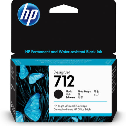 Genuine HP 712 38ml Black DesignJet Ink Cartridge, 3ED70A