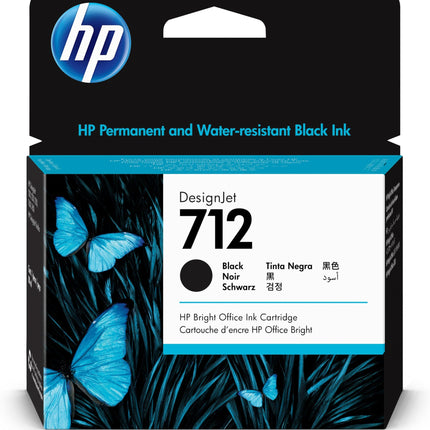 Genuine HP 712 80ml High-Yield Black DesignJet Ink Cartridge, 3ED71A