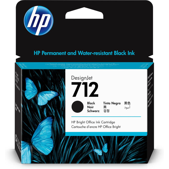 Genuine HP 712 80ml High-Yield Black DesignJet Ink Cartridge, 3ED71A