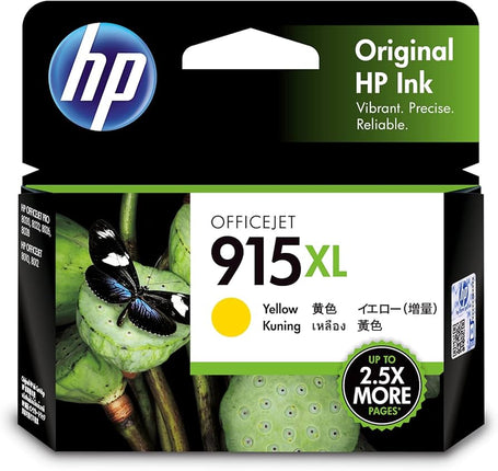 HP 915XL High Yield Yellow Inkjet Cartridge, 3YM21AA