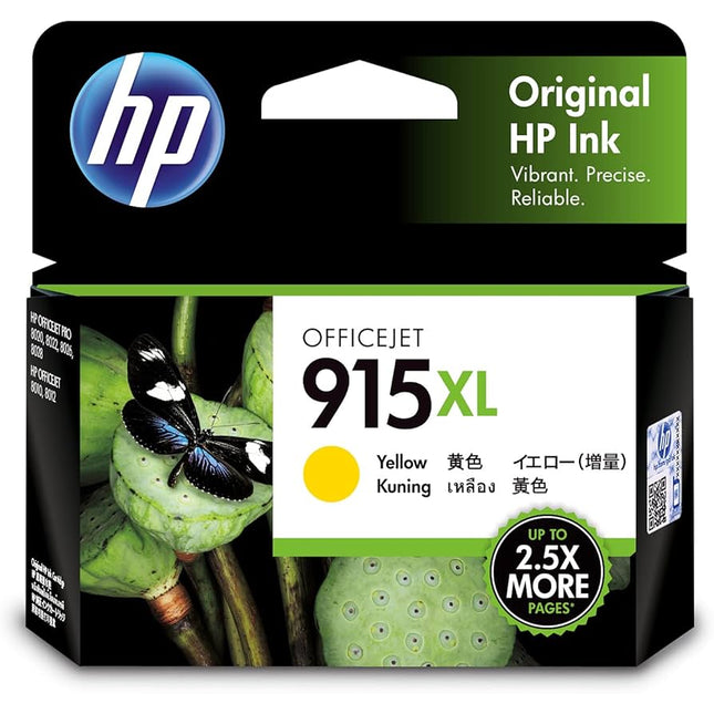 HP 915XL High Yield Yellow Inkjet Cartridge, 3YM21AA
