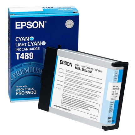 Genuine Epson T489 Standard Yield Light Cyan Ink Cartridge, T489011