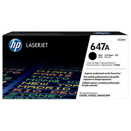 HP 647A Standard Yield Black LaserJet Toner Cartridge, CE260A