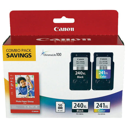 Original Canon 240XL/241XL Black and Color Combo Pack High-Yield Ink Cartridge