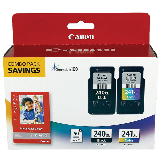 Original Canon 240XL/241XL Black and Color Combo Pack High-Yield Ink Cartridge
