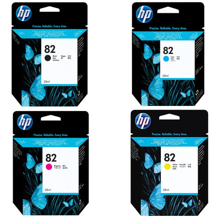 HP 82 28-ml Black, Magenta, Cyan, Yellow Ink Cartridge, 4 Pack