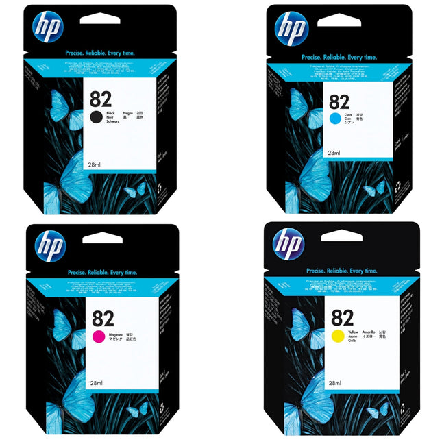 HP 82 28-ml Black, Magenta, Cyan, Yellow Ink Cartridge, 4 Pack