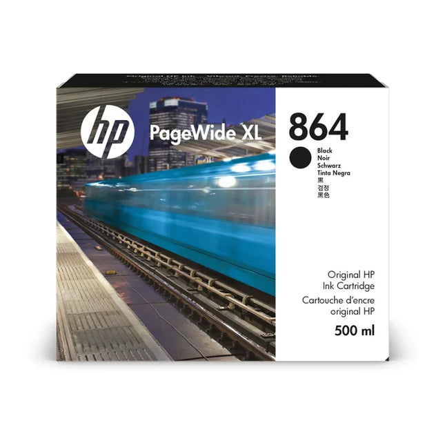 Genuine HP 864 500ml Black PageWide XL Ink Cartridge, 3ED86A