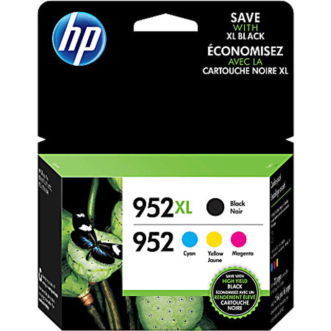 New Genuine HP 952XL Black & 952 Cyan, Magenta, Yellow Ink Cartridge - 4 Pack
